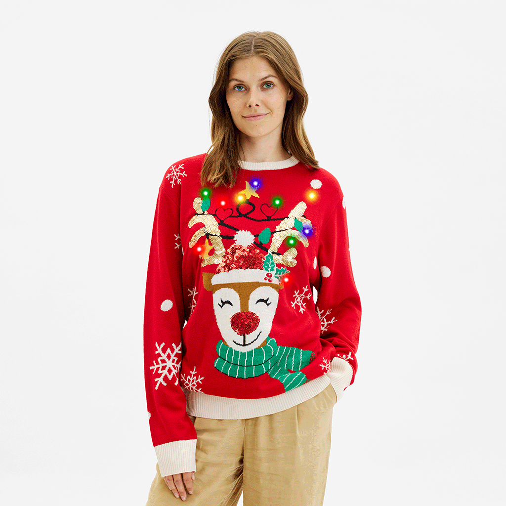 Der süße Rentier-Weihnachtspullover – Damen